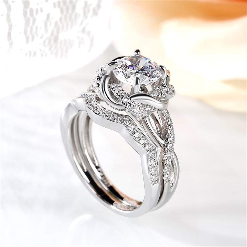 Jeulia Halo Solitaire Engagement Rings for Women - Sterling Silver Floral Diamond Ring Set, Rose Gold Plated Round Cut Bridal Jewelry - Perfect for Wedding, Anniversary, Promise & Valentine's Day Gifts