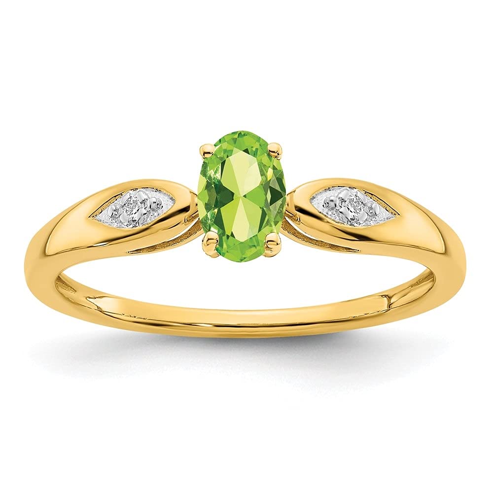 14K Yellow Gold Peridot & Diamond Engagement Ring for Women - Vintage Style Wedding Band, Anniversary Gift, Promise Ring - Perfect for Proposals, Bridal Jewelry & Special Occasions