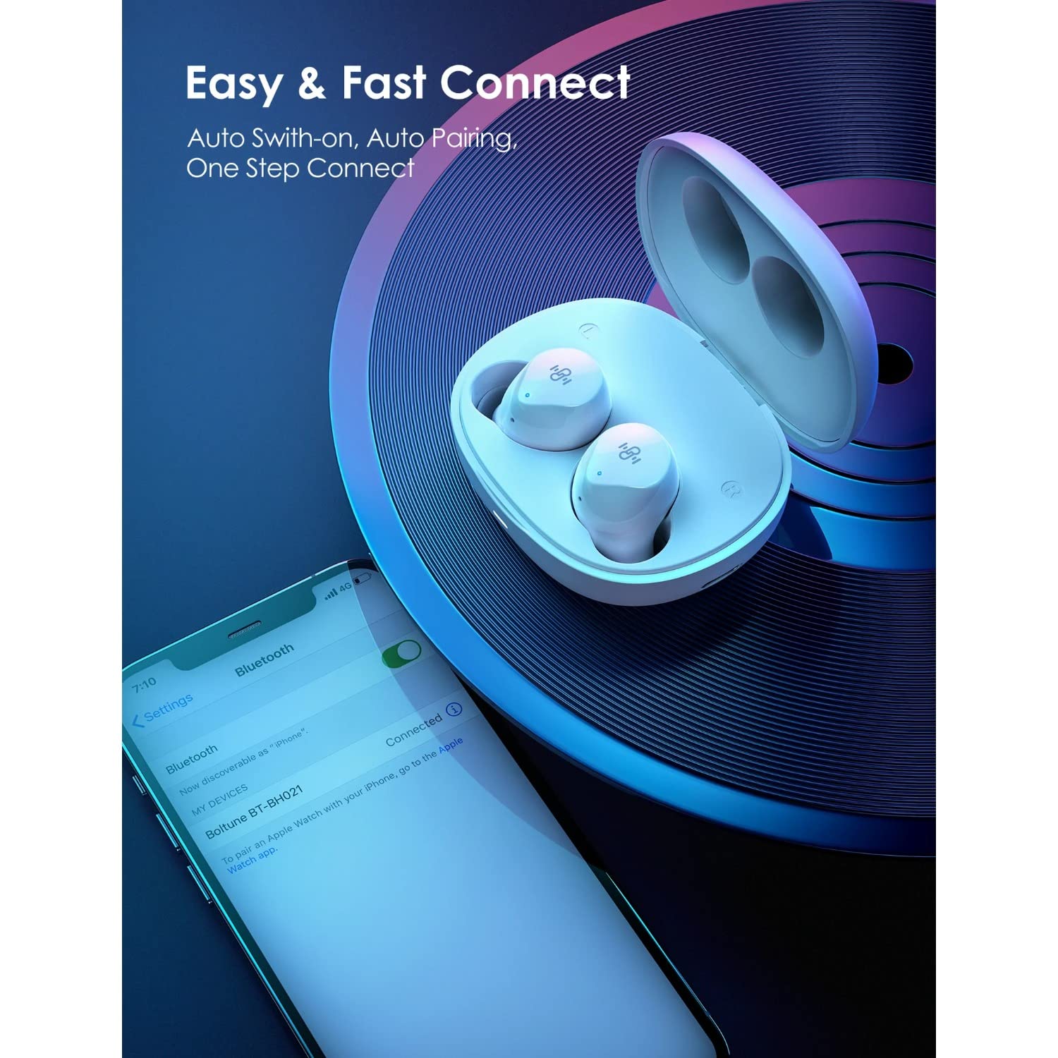 Wireless Bluetooth Earbuds V5.2 with 4 Microphones, Ultra Lightweight Noise Cancelling Earbuds for Running, Workout & Commuting