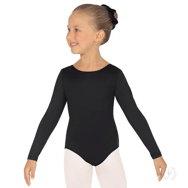 Eurotard Girls Cotton Lycra Long Sleeve Leotard - Ballet Dance Gymnastics Leotard for Kids with Comfort Stretch Fabric - Perfect for Dance Class, Recitals & Performance Practice