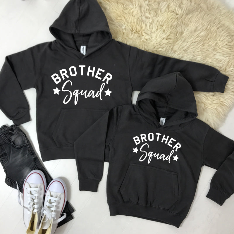 Brother Squad Star Hoodies for Kids - Storm Grey Pullover (Ages 1-13 Years) | MRK X Collection | Perfect for Family Matching Outfits & Casual Wear
