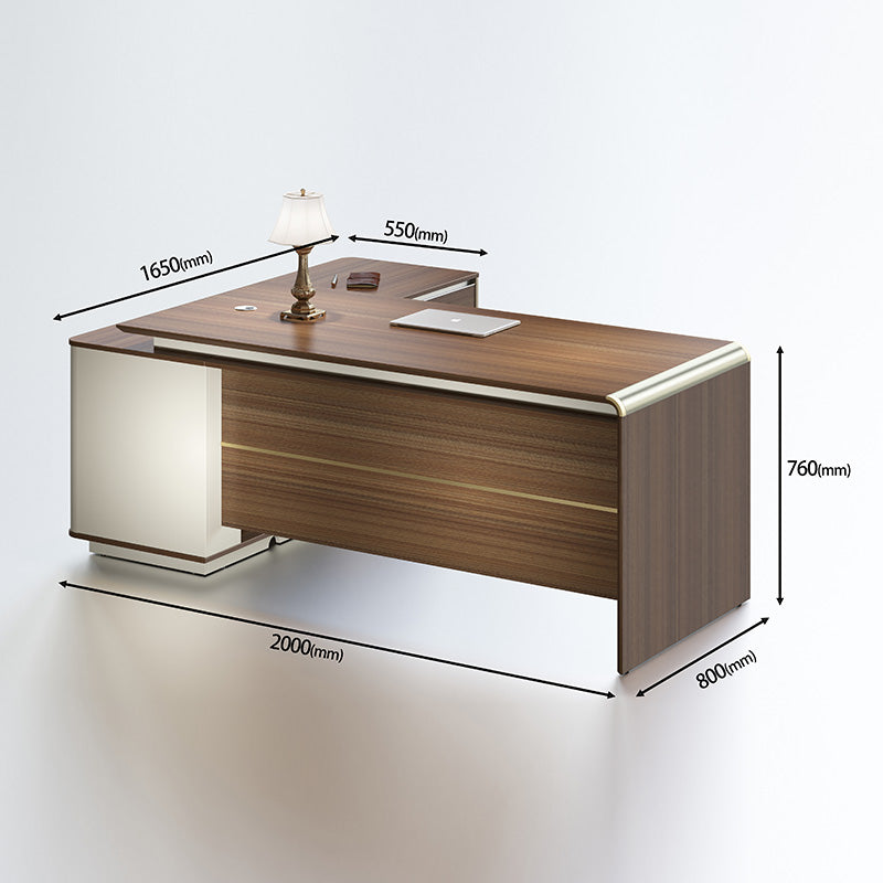Premium ANDERSON Executive Desk 2.0M - Reversible L-Shaped Office Desk in Hazelnut & Beige | Modern Home Office Furniture for Professionals & Remote Workers