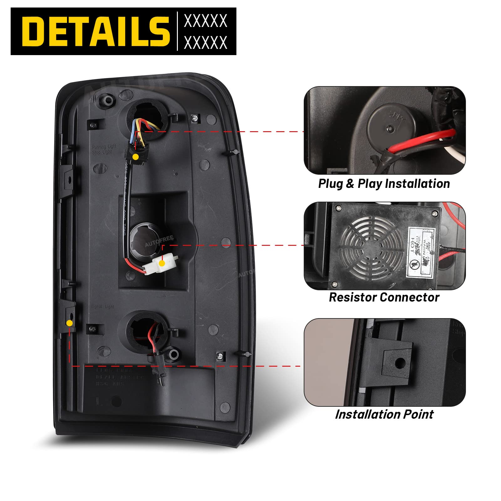 LED Tail Lights Assembly Compatible for Chevrolet Suburban Tahoe 2000-2006 & Chevy Pickup - Black Housing Smoke Lens Taillights (Driver & Passenger Side, 1 Pair) - Durable Replacement for Enhanced Night Visibility & Safety