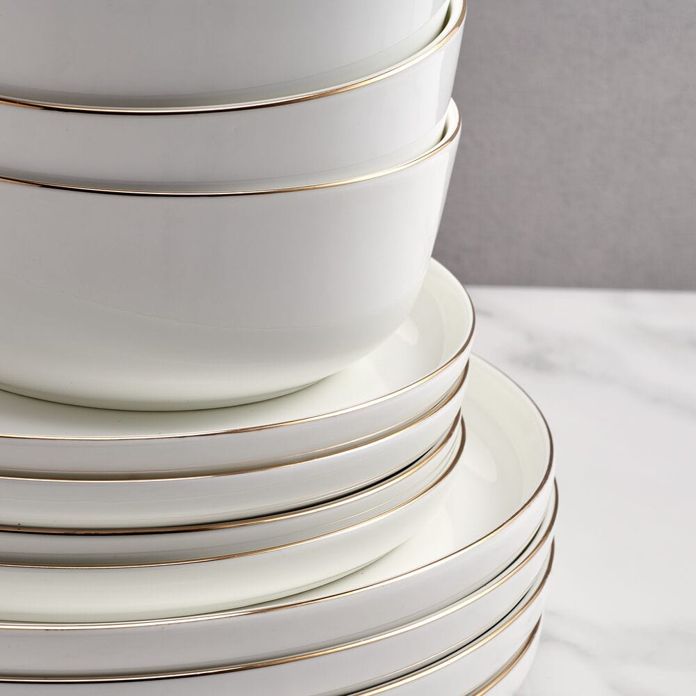 Samantha Gold 12-Piece Dinnerware Set - Elegant Tableware Service for 4, Perfect for Family Dinners, Holiday Gatherings & Formal Dining Occasions