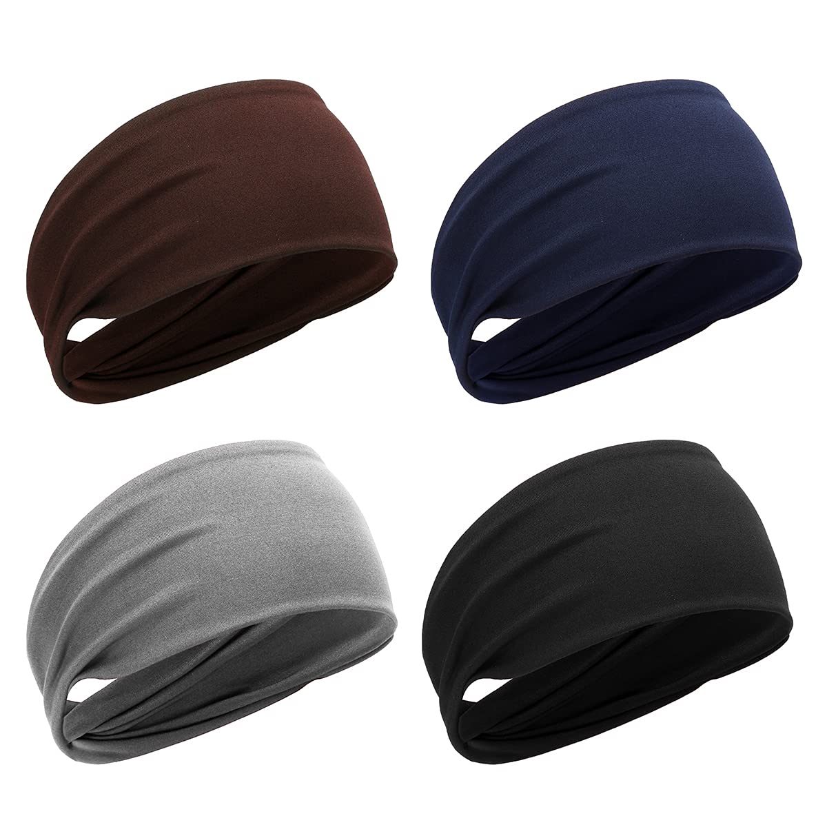 4 Pack Unisex Sports Headbands - Moisture Wicking Workout Head Wraps for Men & Women, Non-Slip Fitness Headbands for Running, Yoga, Gym & Helmet Use | Perfect for Sweat Control During Intense Workouts & Outdoor Activities