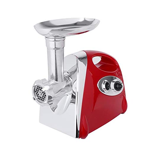 Electric Meat Grinder & Sausage Stuffer - Heavy Duty 800W Stainless Steel Food Processor with Handle (Red) - Perfect for Home Kitchen, Butcher Shop & BBQ Party
