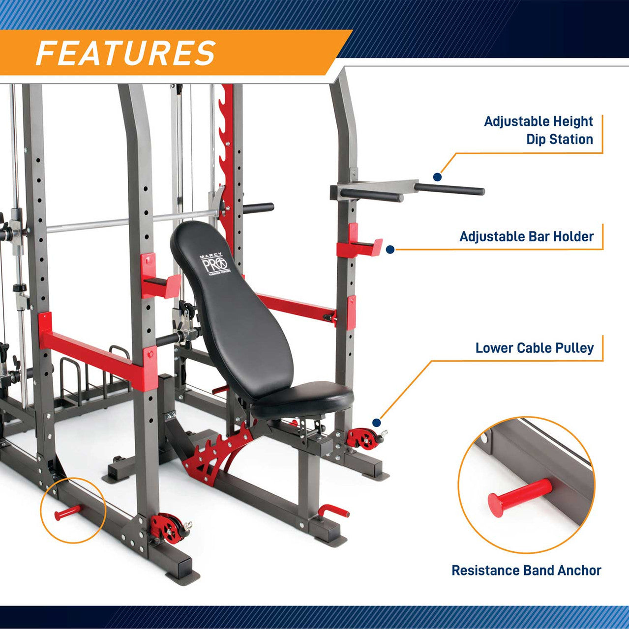 Marcy Pro SM-4903 Smith Machine Home Gym System - Full Body Workout Equipment for Strength Training | Perfect for Home Gym, Weight Lifting & Fitness Enthusiasts