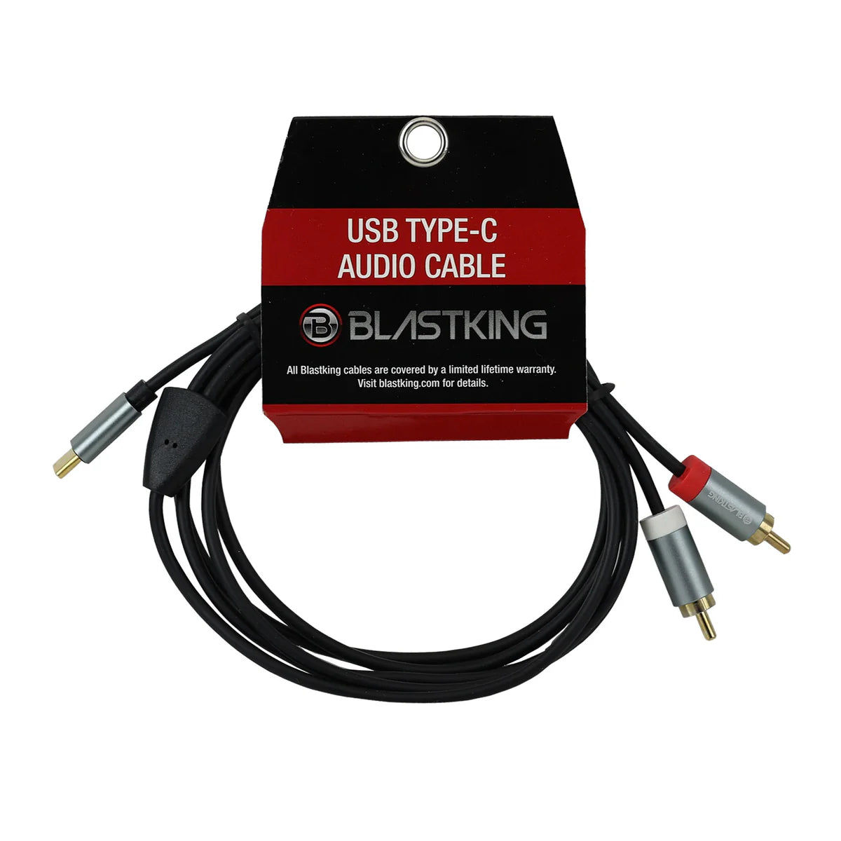 Blastking C2RTC 6ft USB C to Dual RCA Male Audio Cable - 1.82m High-Quality Stereo Audio Adapter for Home Theater, Car Audio & DJ Equipment - Perfect for Connecting Smartphones, Laptops to Speakers & Amplifiers