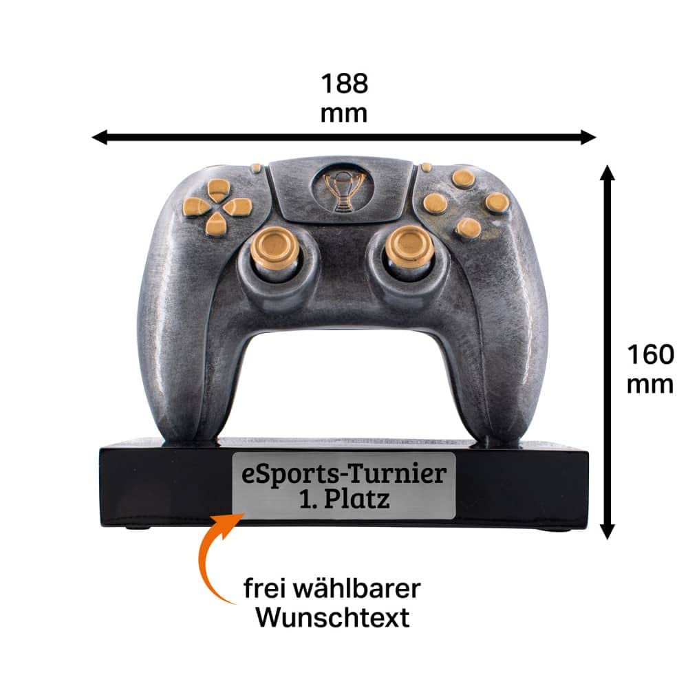 Custom Engraved Esports Trophy Cup - Personalized Gaming Controller Award with Free Text & Emblem - Unique Gamer Decor & Gift Idea for Tournaments, Awards, and Gaming Room Display