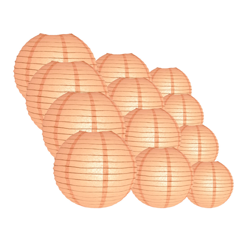 12-Piece Rose Quartz Pink Paper Lantern Set - Chinese Hanging Wedding & Party Decorations (12/10/8 Inch) - Perfect for Bridal Showers, Baby Showers, and Garden Parties