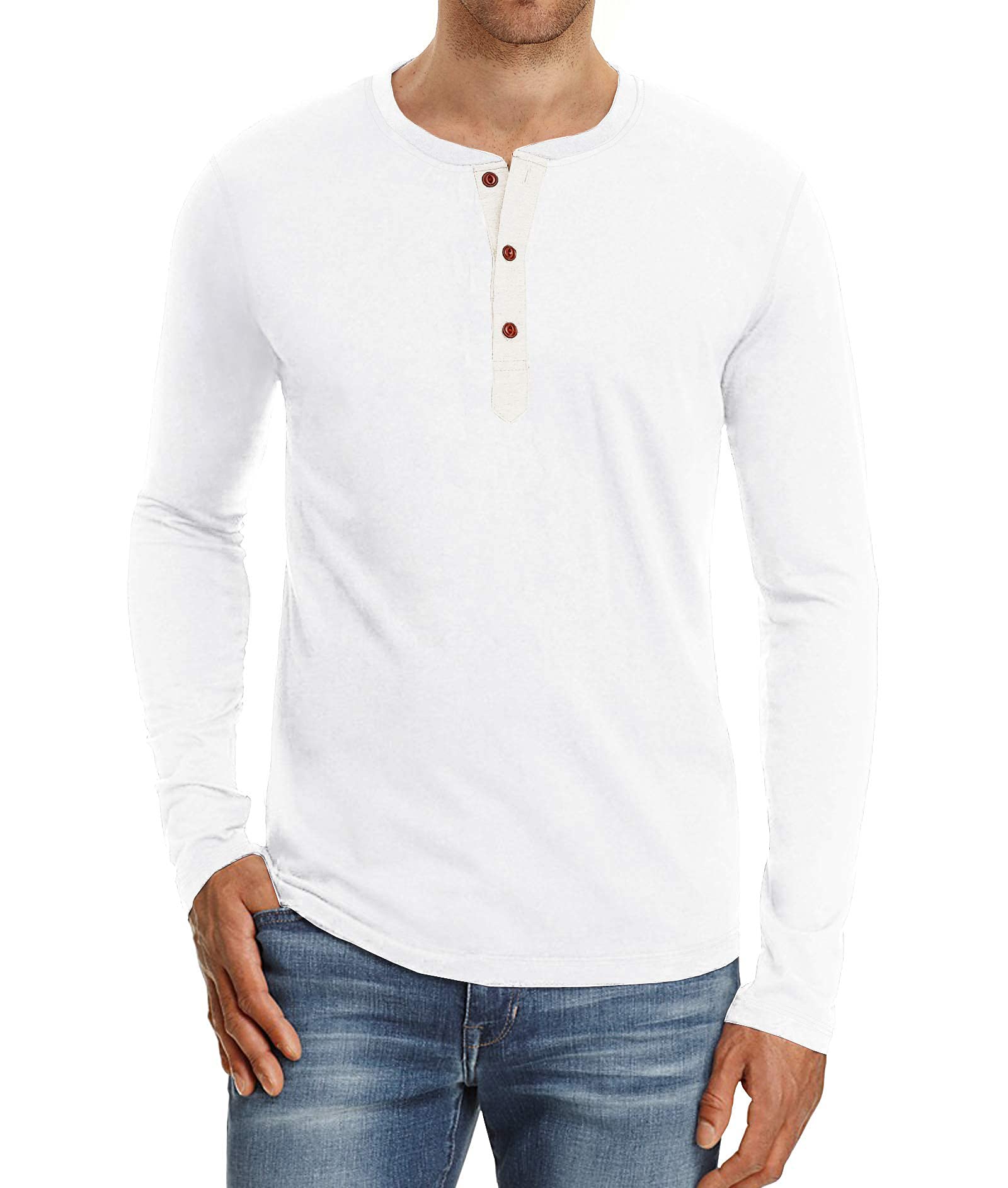 **NITAGUT Men's Casual Henley T-Shirt - Short & Long Sleeve Button Placket Shirt for Everyday Wear, Work & Outdoors**