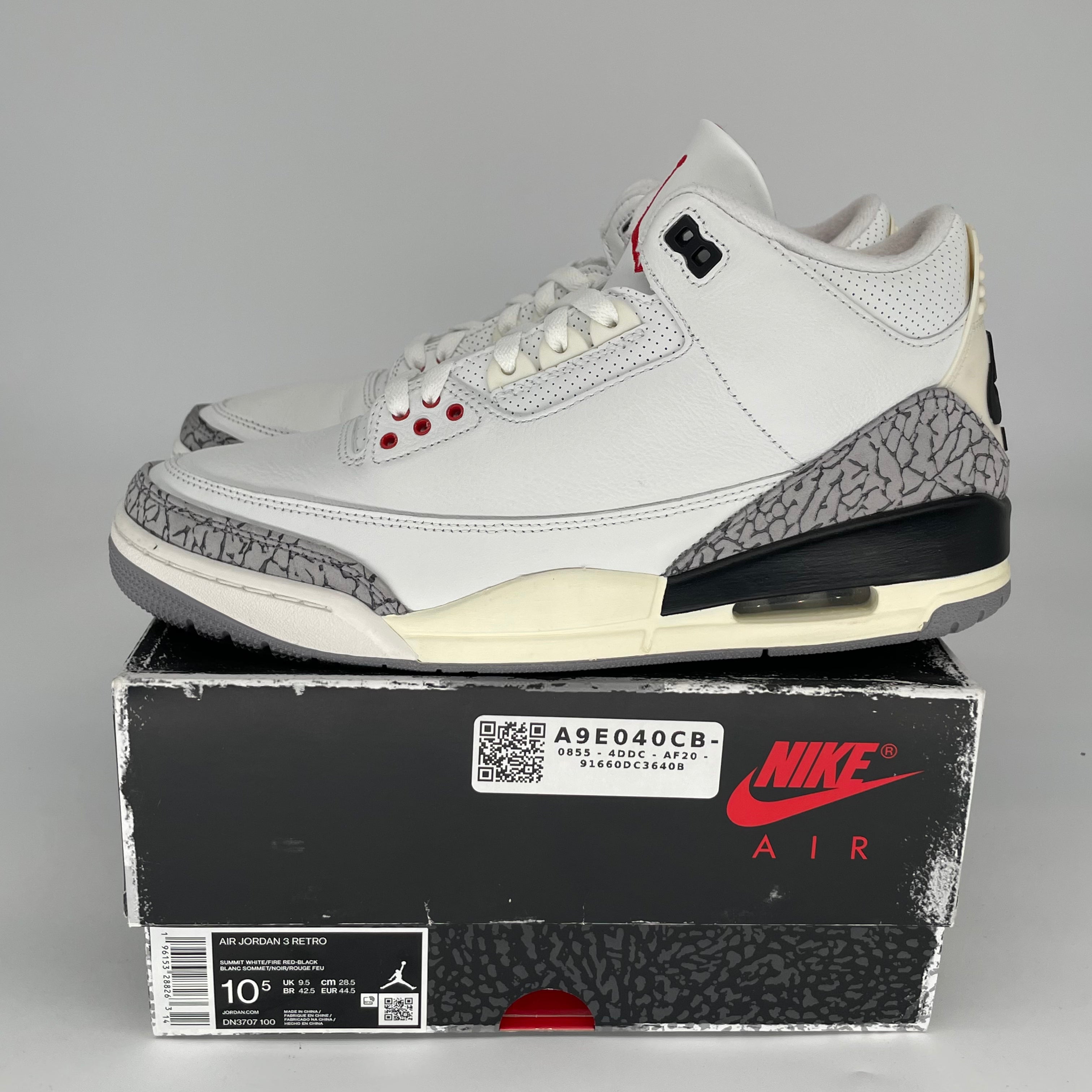 AIR JORDAN 3 White Cement Reimagined Basketball Shoes - Men's Size 10.5 (DN3707-100) - Authentic Retro Sneakers for Streetwear & Sports Performance