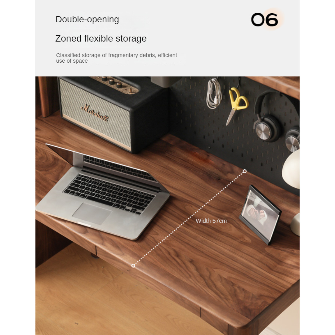 Solid Black Walnut Wood Bookshelf Table - Modern Integrated Study Desk & Storage Shelf for Home Office, Living Room, and Library Use