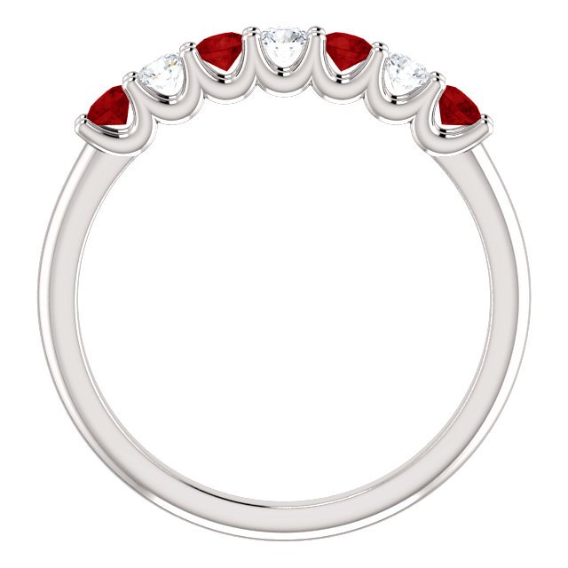 14K Gold 0.36 CTW Ruby & 0.18 CTW Diamond 7 Stone Ring - Elegant Wedding Band, Anniversary Gift for Her, Perfect for Special Occasions