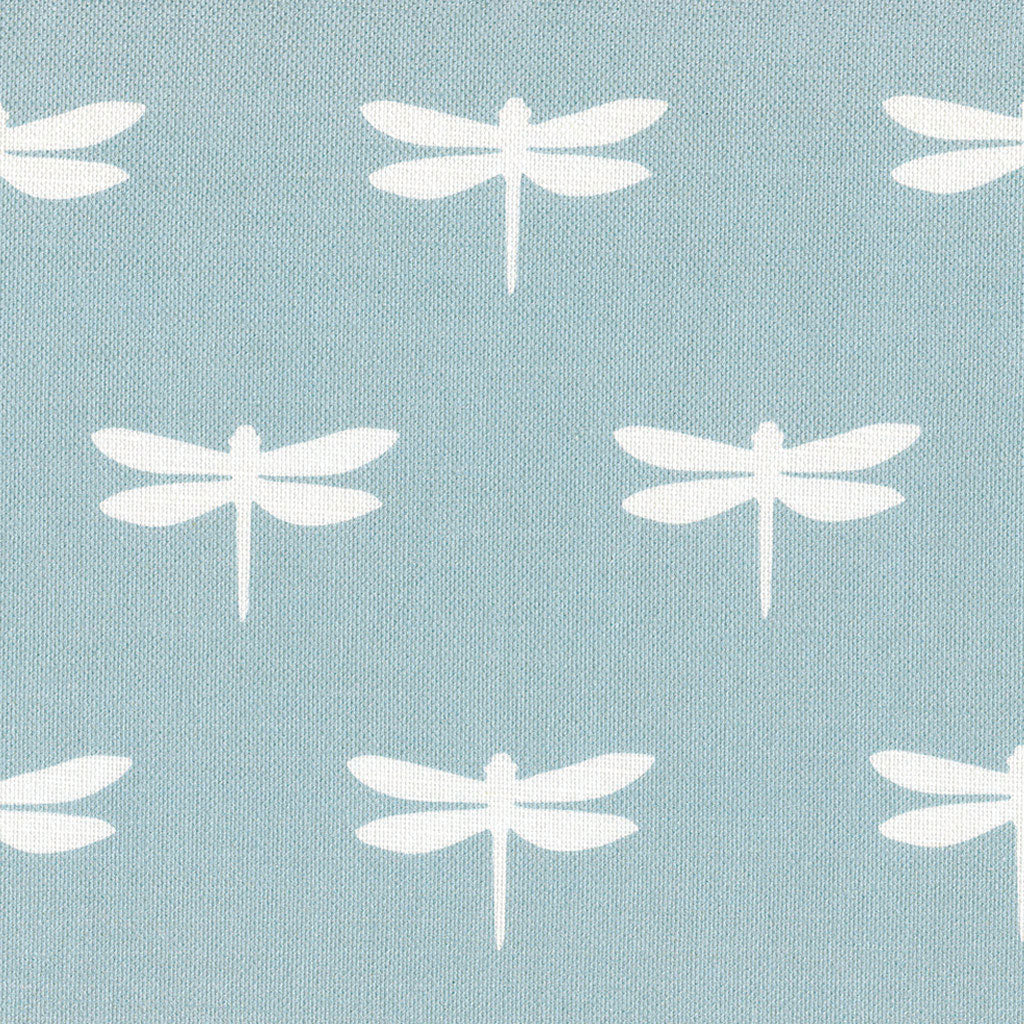 Premium Dragonfly Linen Fabric - White on Aqua Blue - Perfect for DIY Home Decor, Upholstery, and Craft Projects