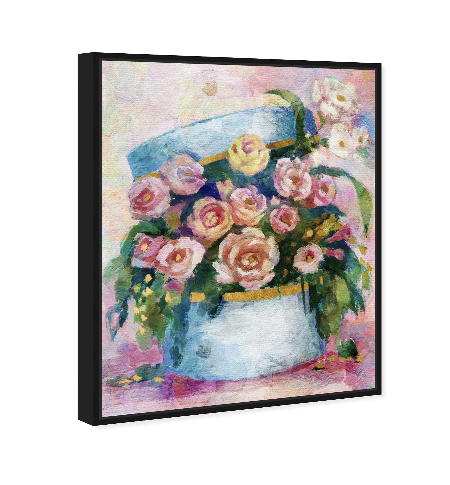 Floral and Botanical Wall Art Framed Canvas Prints - 'Flowers in Blue Box' Home Decor for Living Room, Bedroom & Office | Nature-Inspired Painting for Modern Interior Design