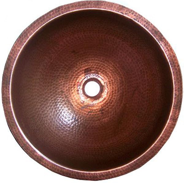 Hammered Copper Undermount Bathroom Sink - Round Handcrafted Vessel for Farmhouse & Rustic Vanities - Perfect for Powder Rooms & Guest Baths