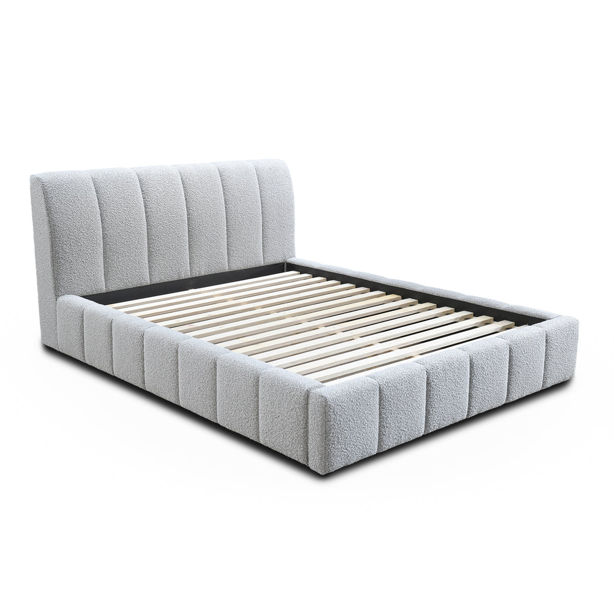 Allocco Boucle Queen Bed - Soft & Luxurious Upholstered Bed Frame for Bedroom - Perfect for Modern, Cozy, and Elegant Home Decor