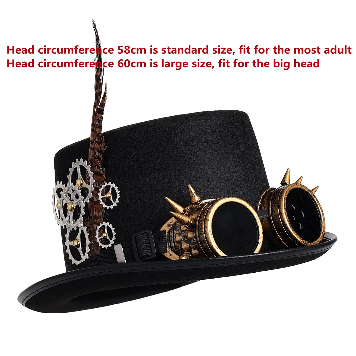 Steampunk Top Hat with Goggles for Women & Men - Victorian Gothic Halloween Costume Accessory - Perfect for Cosplay, Halloween Parties, and Themed Events