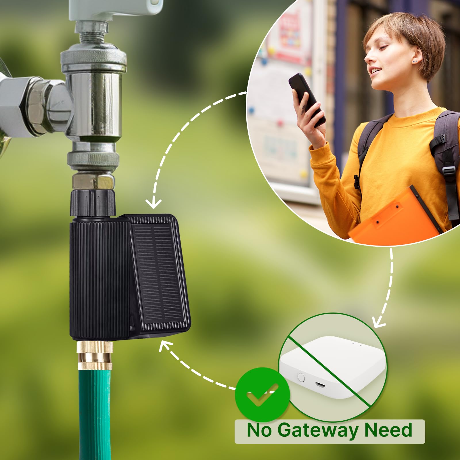 MOES Smart WiFi Sprinkler Timer - Solar Powered Automatic Water Timer for Garden Hose & Soaker Hose | Compatible with Alexa & Smart Life App | Rain Delay & Manual/Automatic Modes | Perfect for Yard, Lawn & Garden Irrigation System | Ideal for Smart Home & Outdoor Watering Solutions