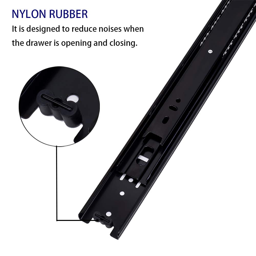 10 Pairs 22-Inch Heavy Duty Ball Bearing Drawer Slides - 3-Section Full Extension Side Mount, 100LB Load Capacity - Perfect for Kitchen Cabinets, Office Furniture & Tool Storage Drawers