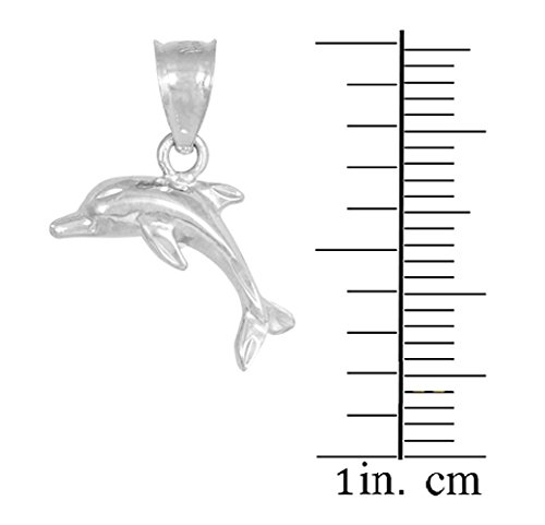 14K White Gold High Polish Jumping Dolphin Pendant Necklace - Elegant Jewelry Gift for Women, Perfect for Birthday, Anniversary & Special Occasions