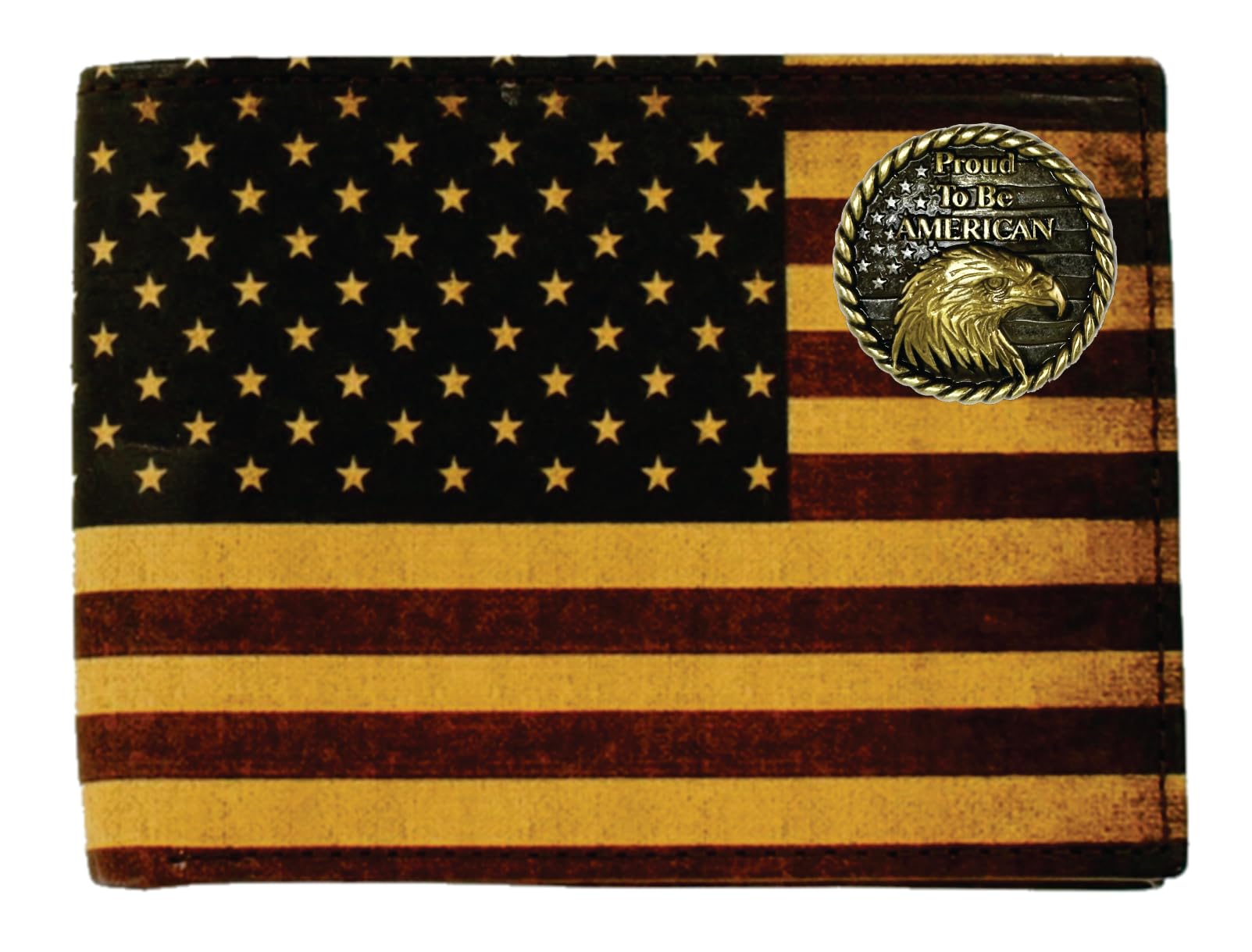 Custom Proud to Be American Bifold Wallet - Distressed US Flag Design Leather Wallet for Men - Perfect for Patriotic Gifts, Everyday Carry & Travel