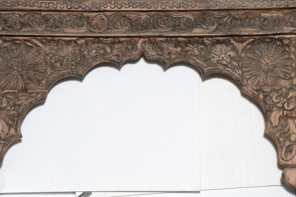 Hand Carved Indian Arched Courtyard Doorway Frame - Natural Wooden Door Arch for Home Decor, Wedding Backdrop, Photo Booth & Garden Entrance