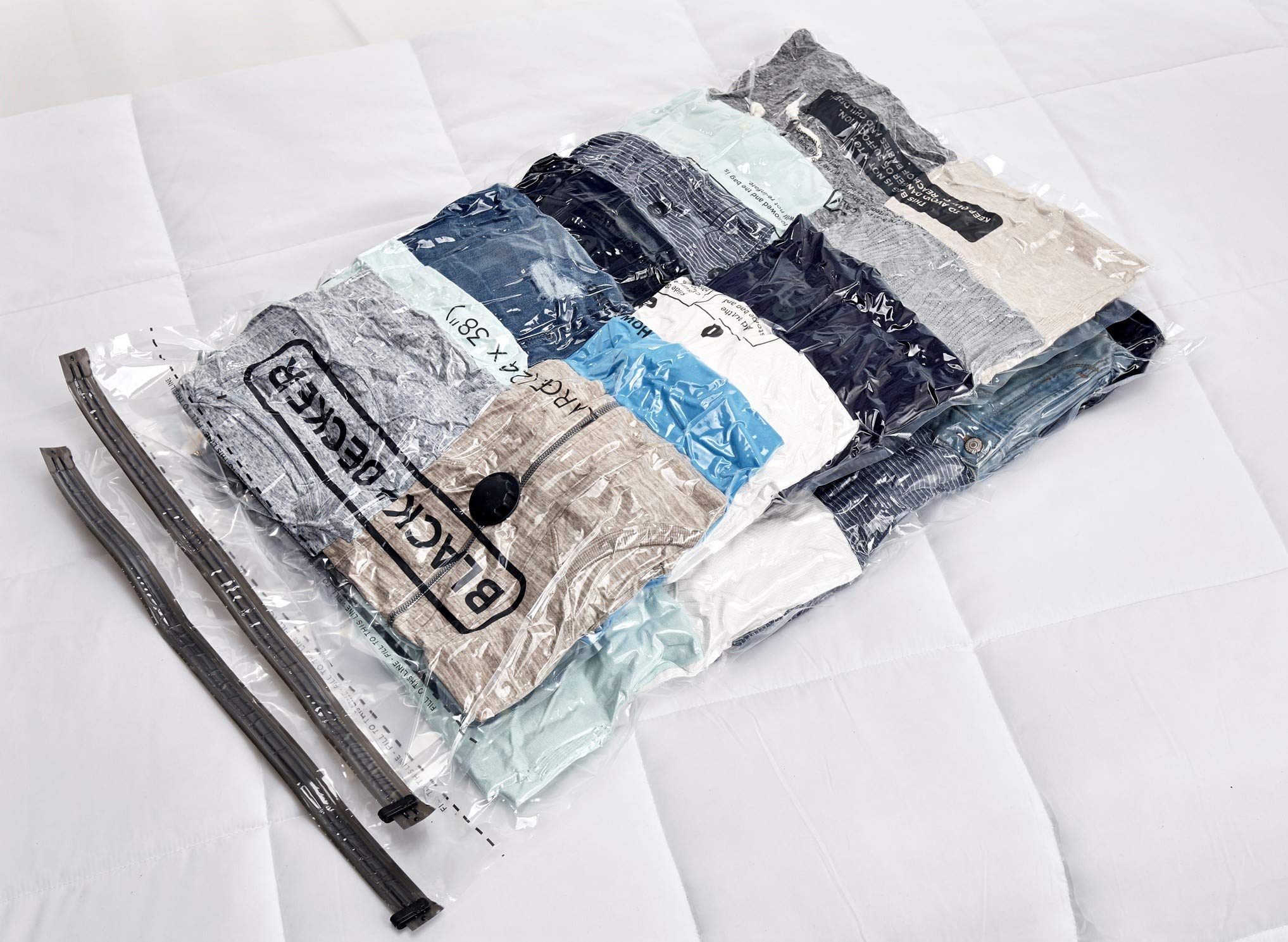 BLACK+DECKER Premium Vacuum Storage Bags for Clothes, Comforters & Sweaters | Space Saving Compressed Storage for Seasonal Clothes, Travel & Closet Organization | Ideal for Home, Dorm & Moving