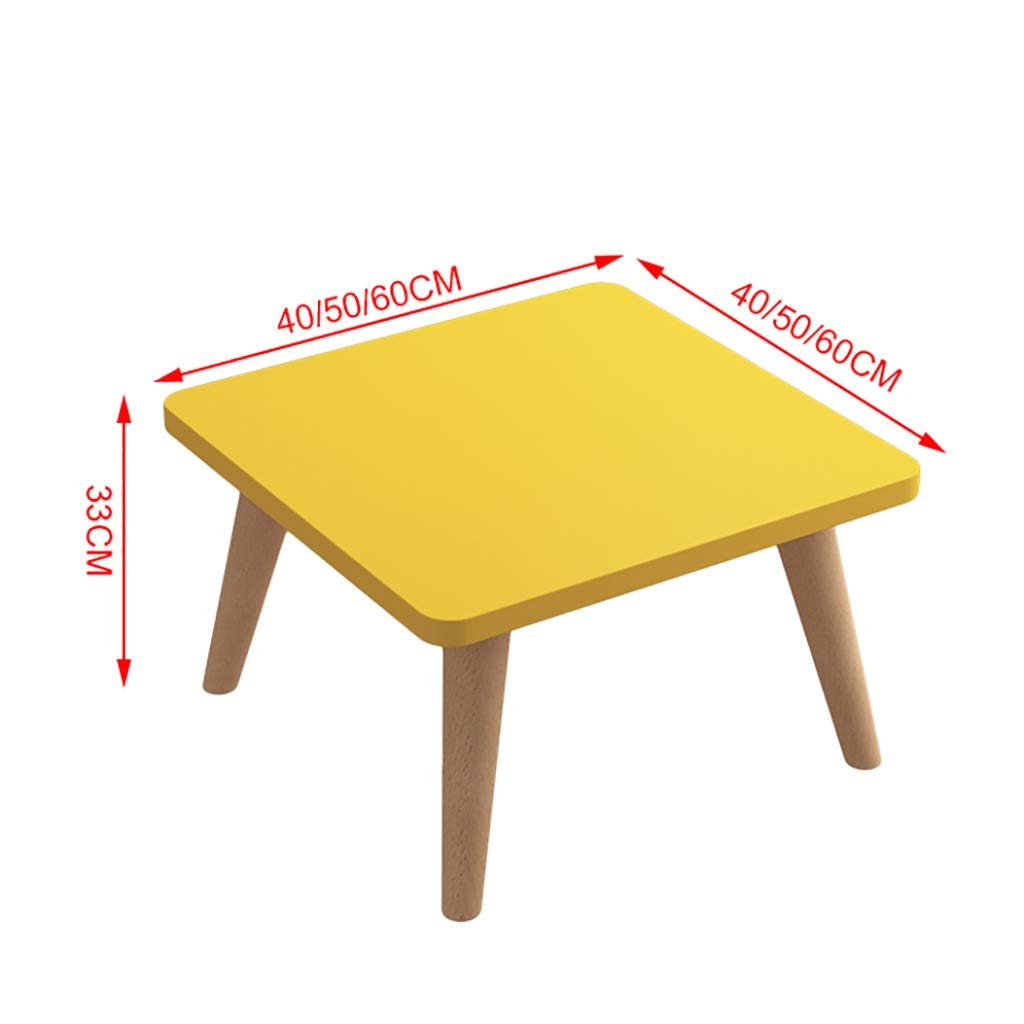 Nordic Solid Wood Coffee Table - 50x50x33cm Small Square Low Table for Apartments, Bedside, Sofa & Computer Use | Simple Leisure Design, Sturdy Wooden Legs | Perfect for Living Room, Bedroom & Office Spaces