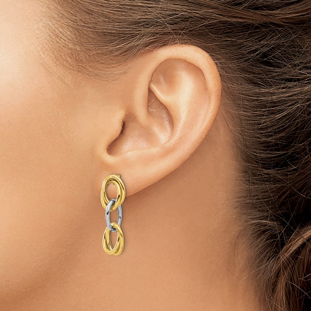 Gold Polished Oval Dangle Earrings - LE2240 | Elegant Drop Earrings for Women, Perfect for Parties, Weddings & Everyday Wear
