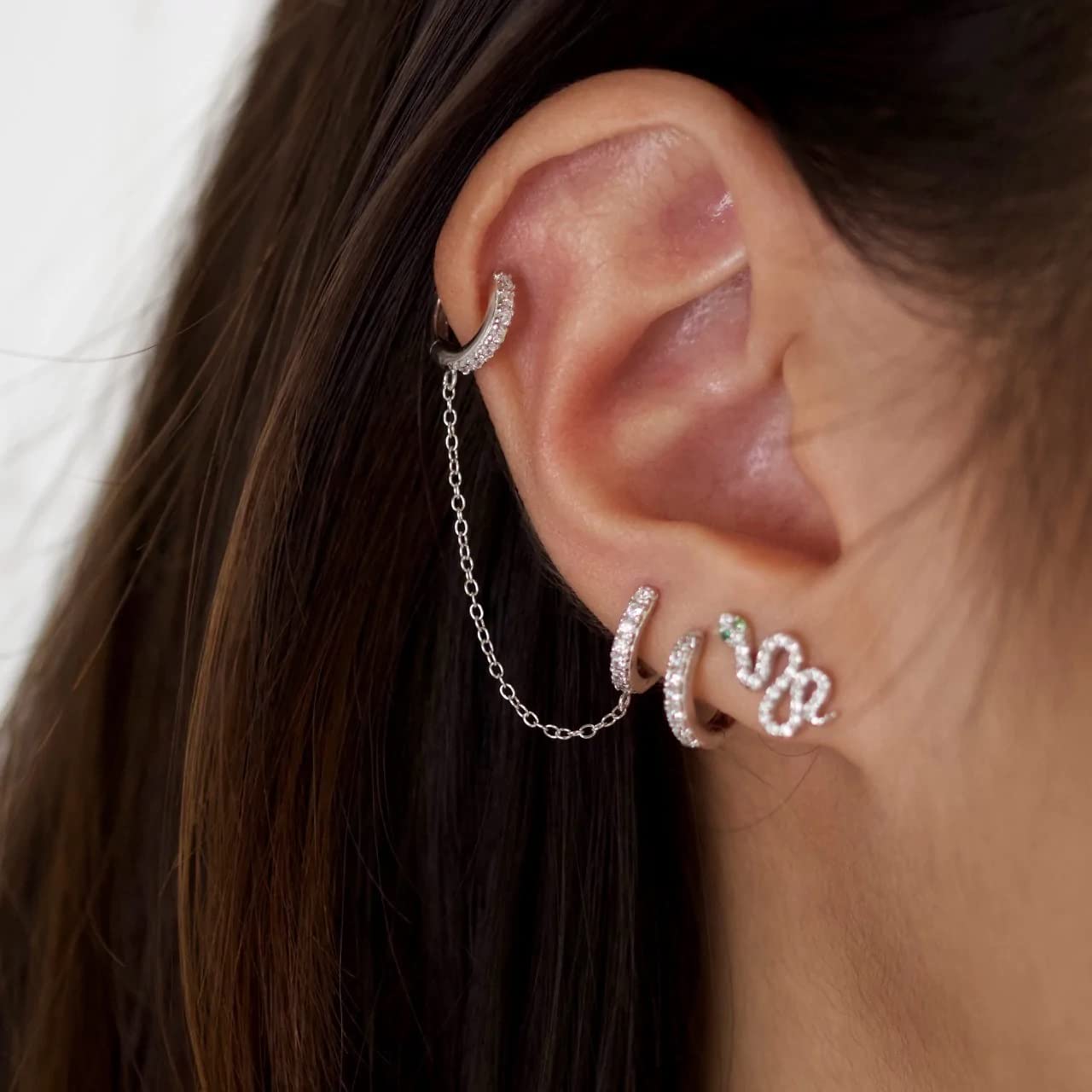 14K Gold Plated Corn Chain Hoop Earrings - Double Piercing Dainty Small Huggie Hoop Minimalist Cuff Earrings for Women | Trendy Jewelry Gift for Everyday Wear, Date Night & Special Occasions