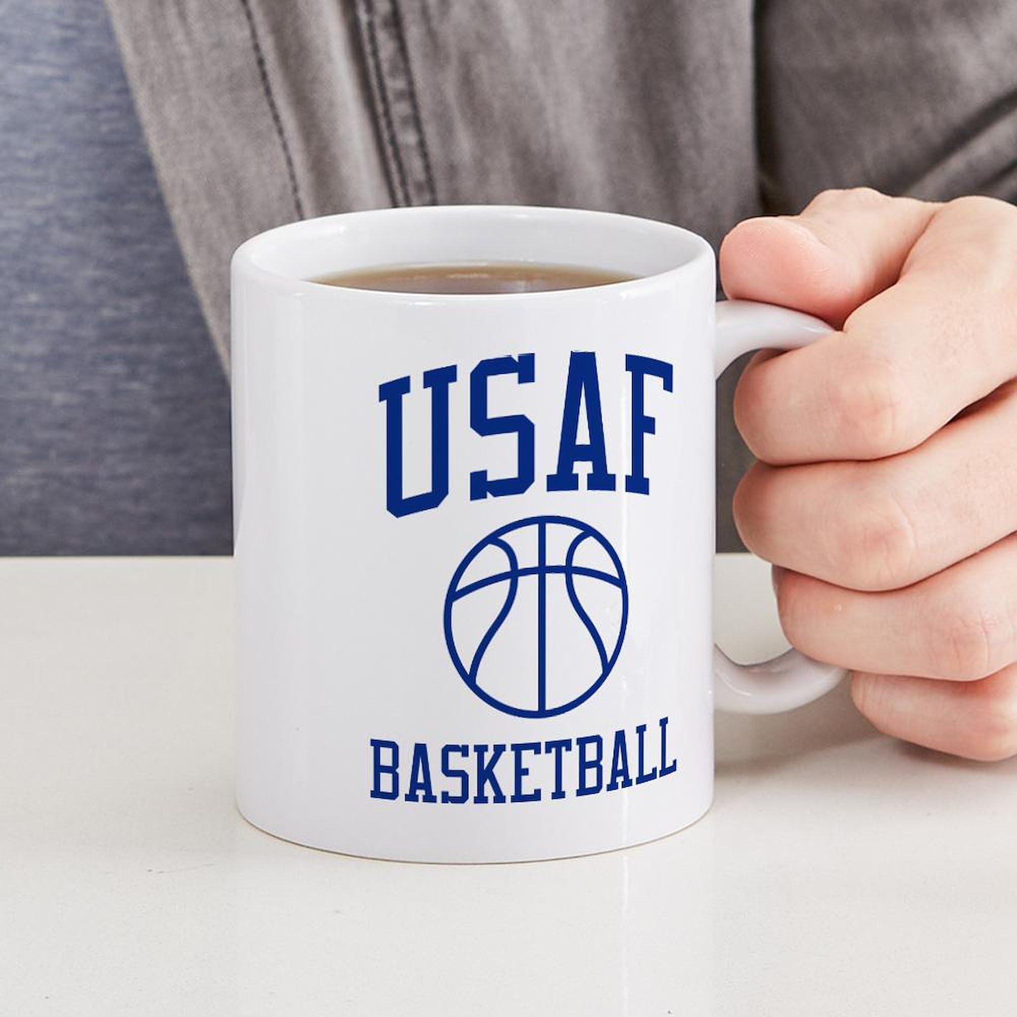 USAF Basketball Ceramic Coffee Mug 11 oz (325 ml) - Perfect for Military Gifts, Office Use & Coffee Lovers