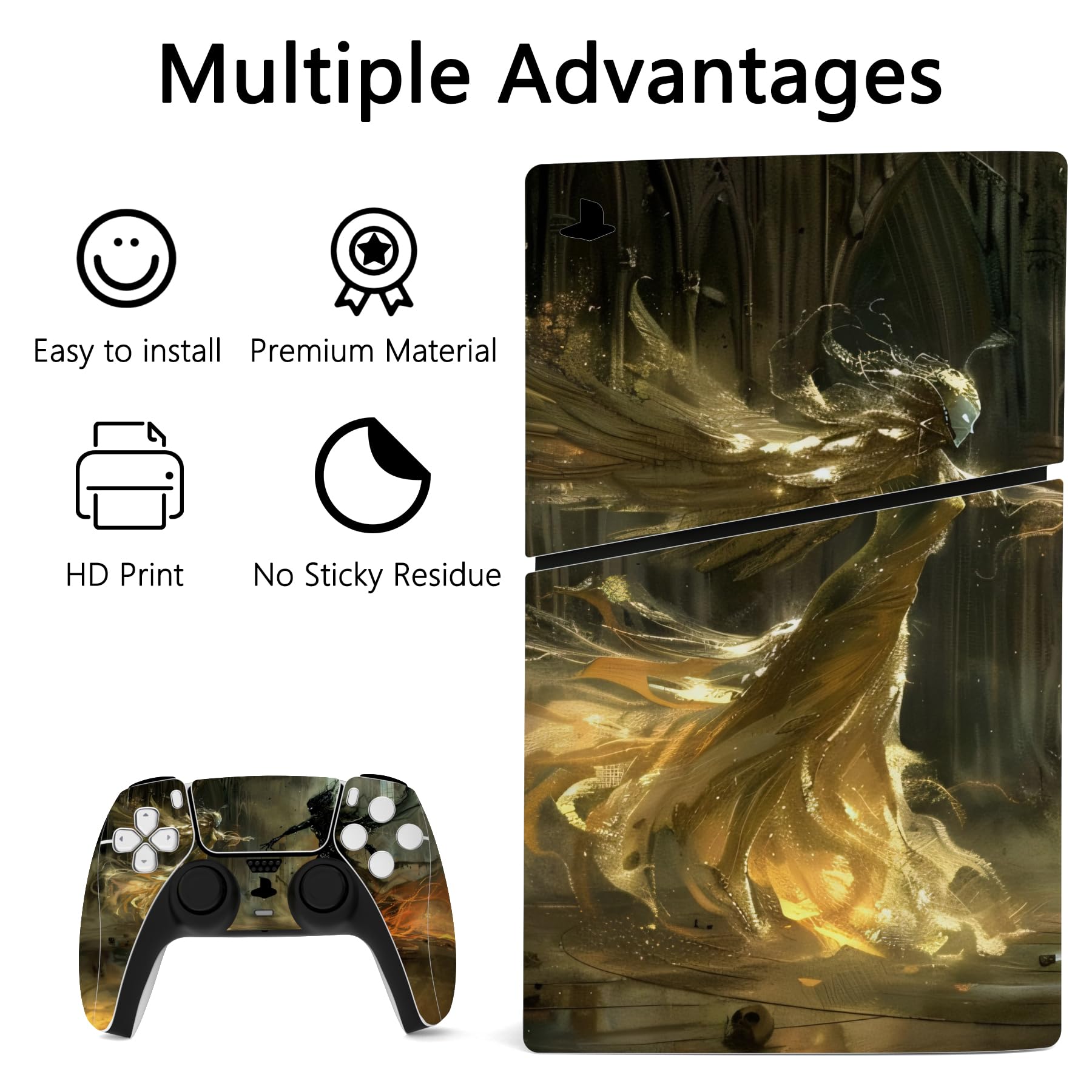 PlayVital PS5 Slim Console Skin Sticker - Protective Decal for PS5 Controller, Remote, Headset & Charging Station (Digital Edition) - Durable Vinyl Wrap for Gaming Accessories - Perfect for Customization & Scratch Protection