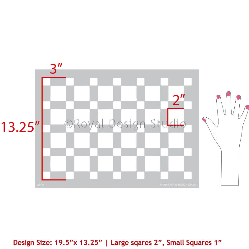 Checkers Mosaic Tile Stencil - Reusable DIY Floor & Wall Tile Pattern Template for Bathroom, Kitchen Backsplash - Perfect for Home Renovation & Craft Projects