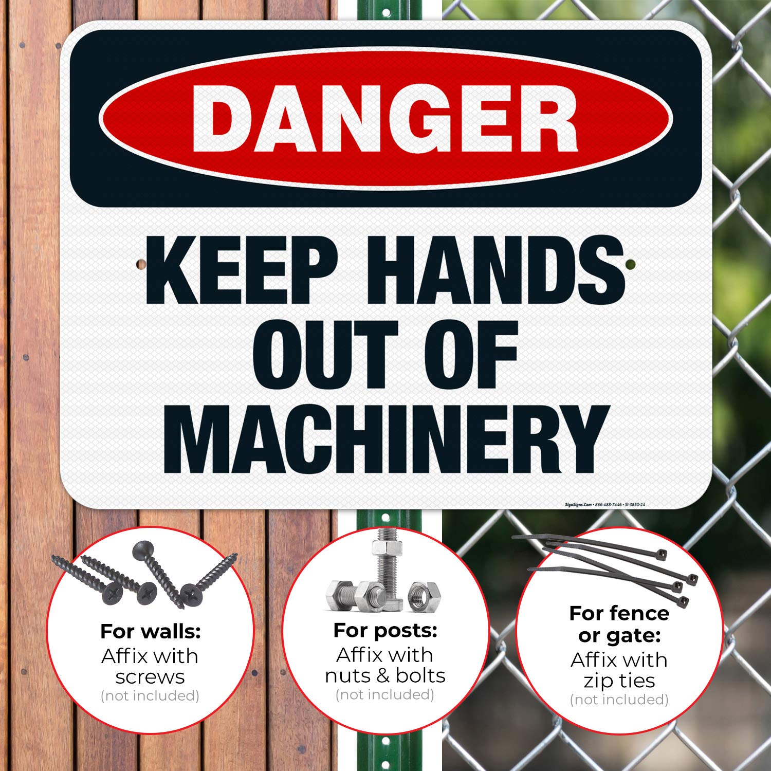 Danger Keep Hands Out of Machinery Sign - OSHA Compliant 18x24 Inches, 3M EGP Reflective .080 Aluminum, Fade Resistant for Indoor/Outdoor Use - Made in USA | Perfect for Factories, Warehouses & Construction Sites