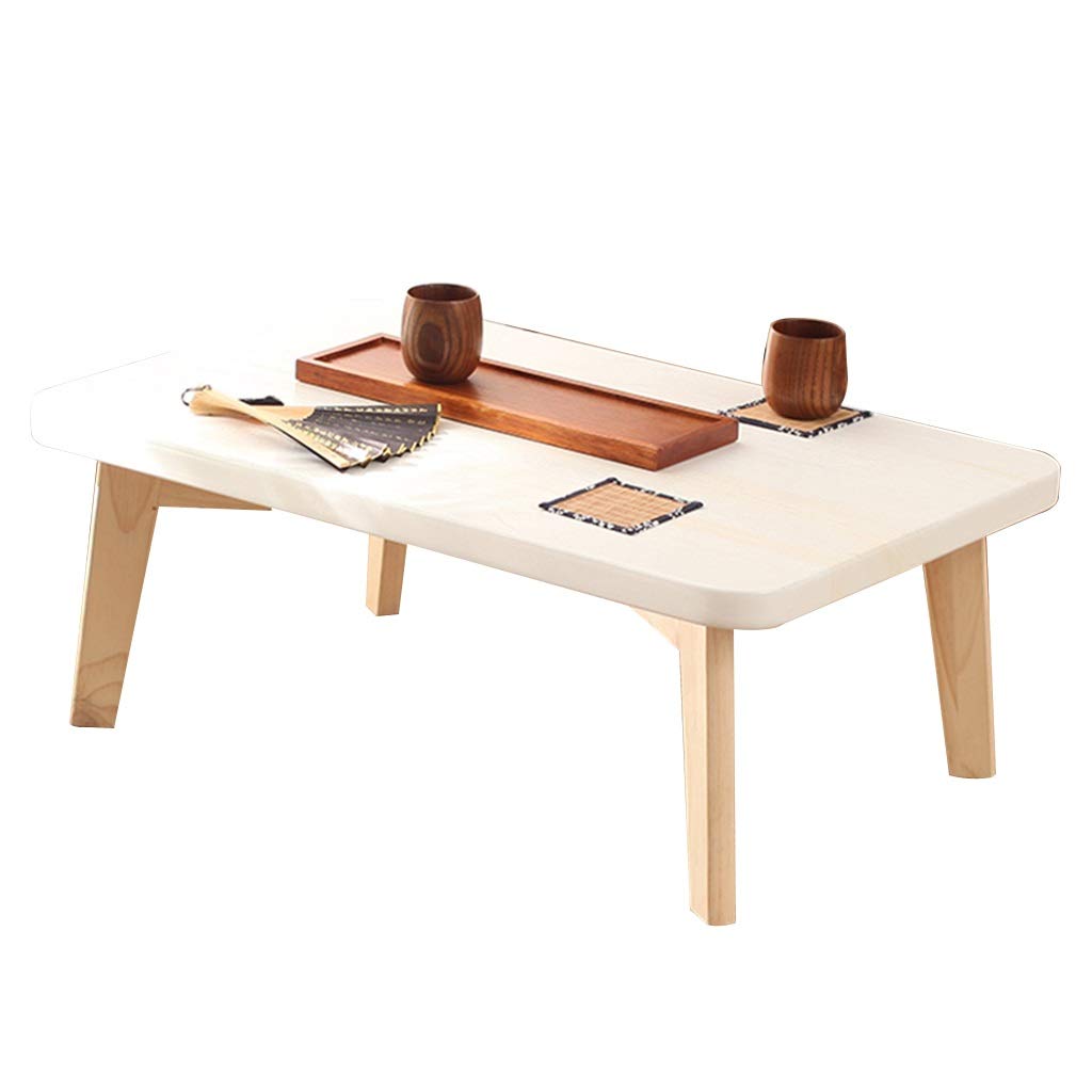 White Japanese-Style Solid Wood Coffee Table - Low Tea Table for Bay Window, Balcony, or Bedside (30x45x70cm) | Perfect for Small Spaces, Zen Decor & Tea Ceremonies