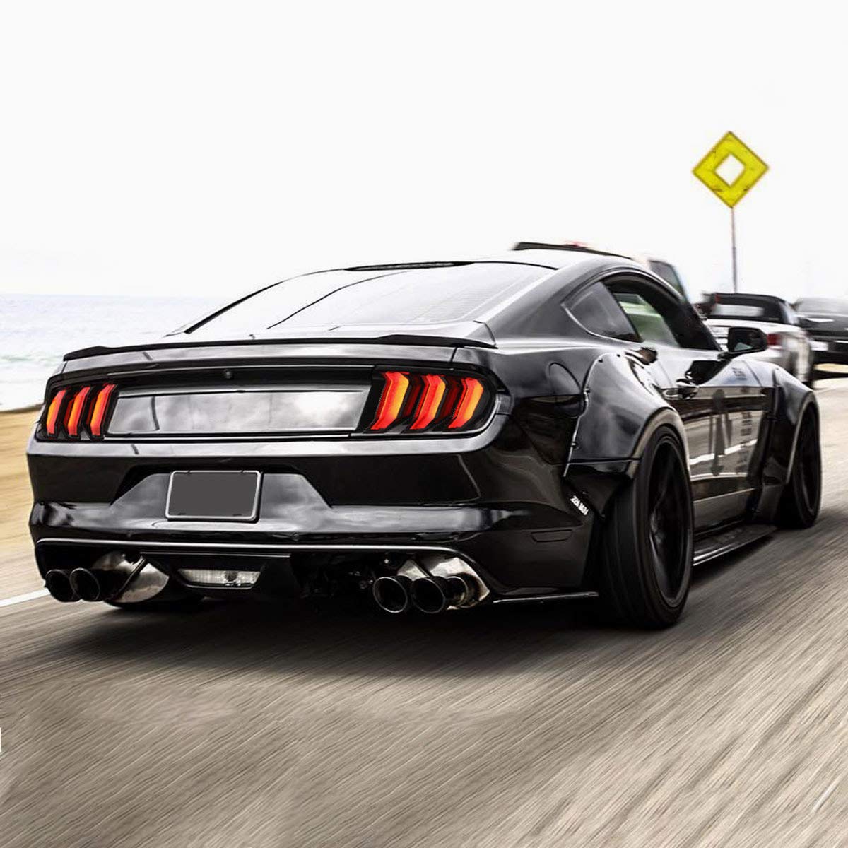 VLAND LED Tail Lights for Ford Mustang 2015-2020 - Sequential Amber/Red Turn Signals, 5 Lighting Modes, Clear Lens (Pair for Driver & Passenger Sides) - Upgrade Your Mustang's Style & Safety for Night Driving & Car Shows