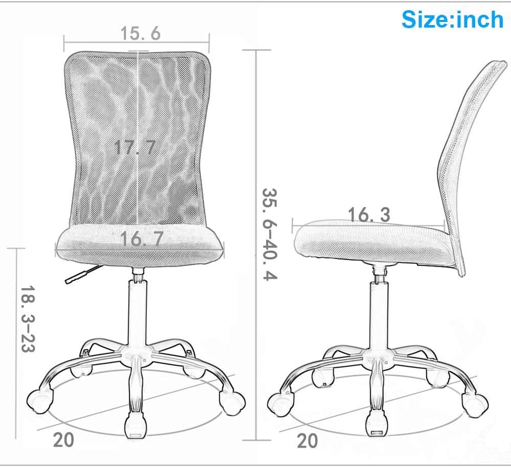 Ergonomic Mesh Office Chair - Adjustable Swivel Rolling Computer Desk Chair with Wheels for Home & Office - Modern Executive Task Chair for Women & Men, Armless Design, White - Perfect for Long Work Hours, Gaming, and Remote Work