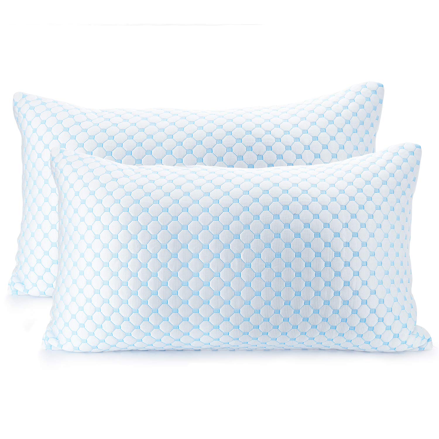 Clara Clark Cooling Memory Foam Pillow - Luxury Gel Pillow with Reversible Cover (Cool/Velvety) - Breathable Bed Pillow for Side Sleepers - King Size 18x36 Inches - 2 Pack - Perfect for Hot Sleepers & Night Sweat Relief
