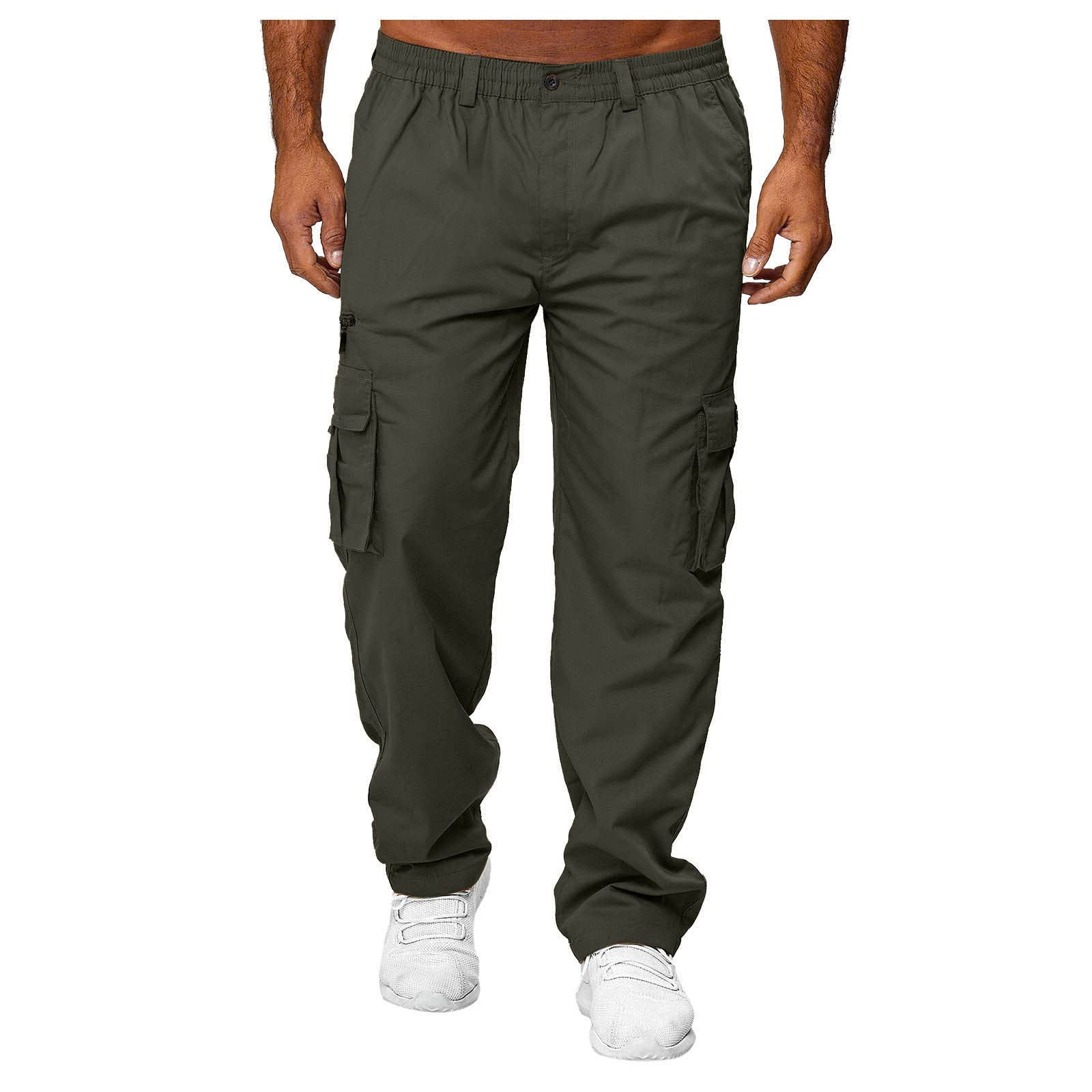 WENKOMG1 Men's Tactical Pants with Multiple Pockets - Expandable Waist Combat Pants, Waterproof & Durable for Outdoor Activities, Hiking, Hunting & Workwear