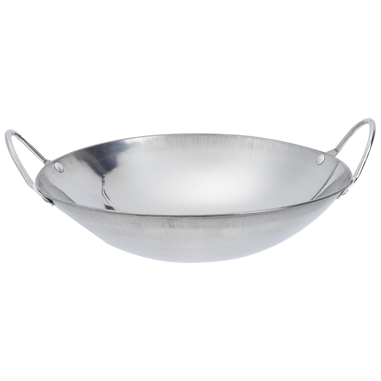 GANAZONO 9 Inch Stainless Steel Wok Pan - Non Stick Stir Fry Pan with Scratch Resistant Surface - Professional Cookware for Asian Cooking, Stir Frying, Sautéing & Hot Pot - Perfect for Home Chefs & Restaurant Use