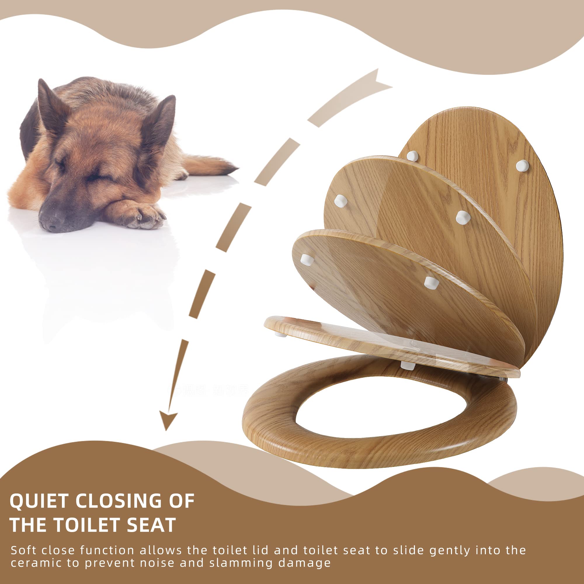 Premium Elongated Toilet Seat - Soft Close Hinges, Quick Release & Easy Installation - Molded Wood Durable Design for Bathroom Comfort - Ideal for Home, Office & Commercial Use