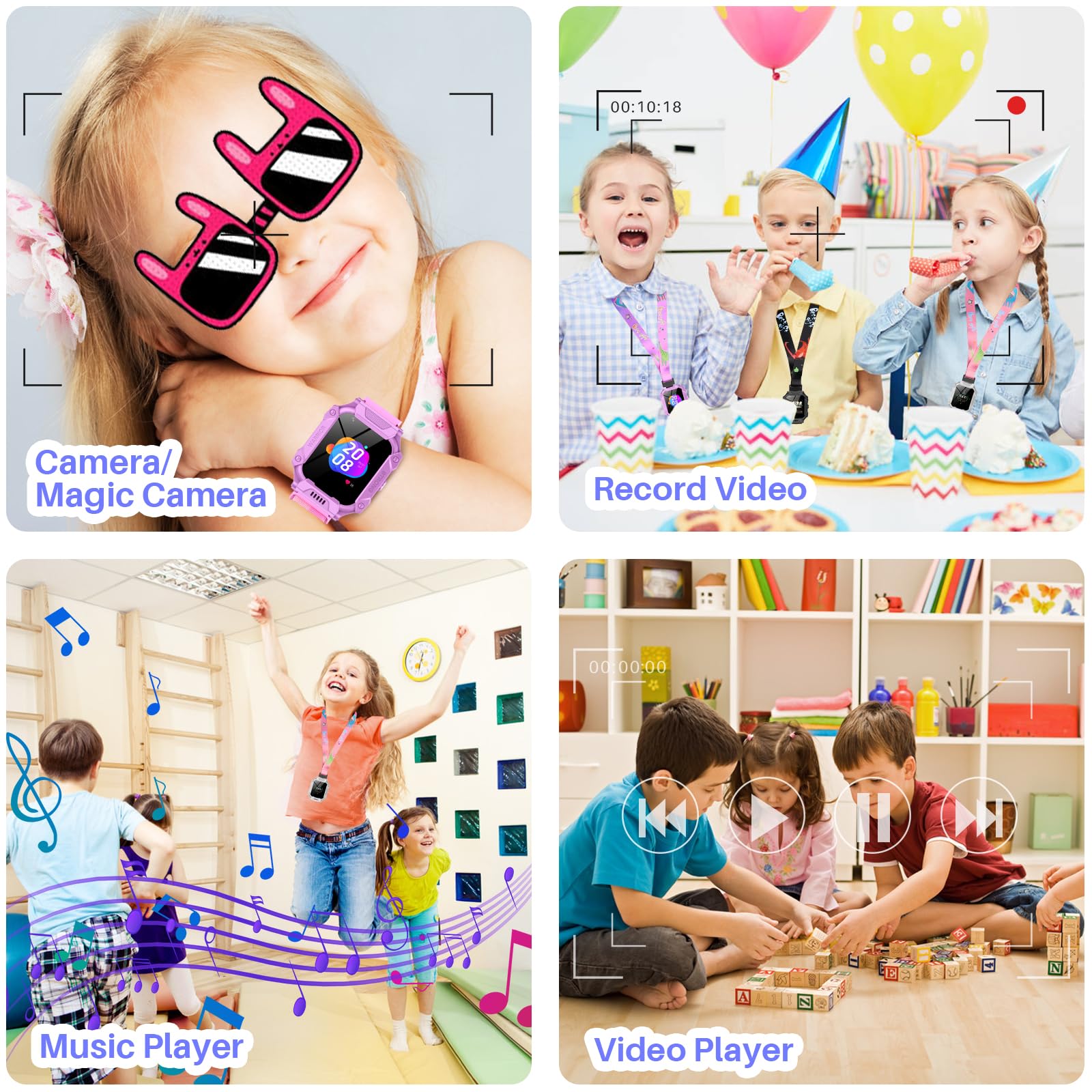 4G Kids Smart Watch with GPS Tracker & Calling - HD Touch Screen Children's Smartphone Watch with SMS, Voice/Video Calls, SOS, WiFi, Face Unlock - GPS Tracker for Boys & Girls Ages 3-15 - Perfect for School Safety, Outdoor Activities & Parental Monitoring