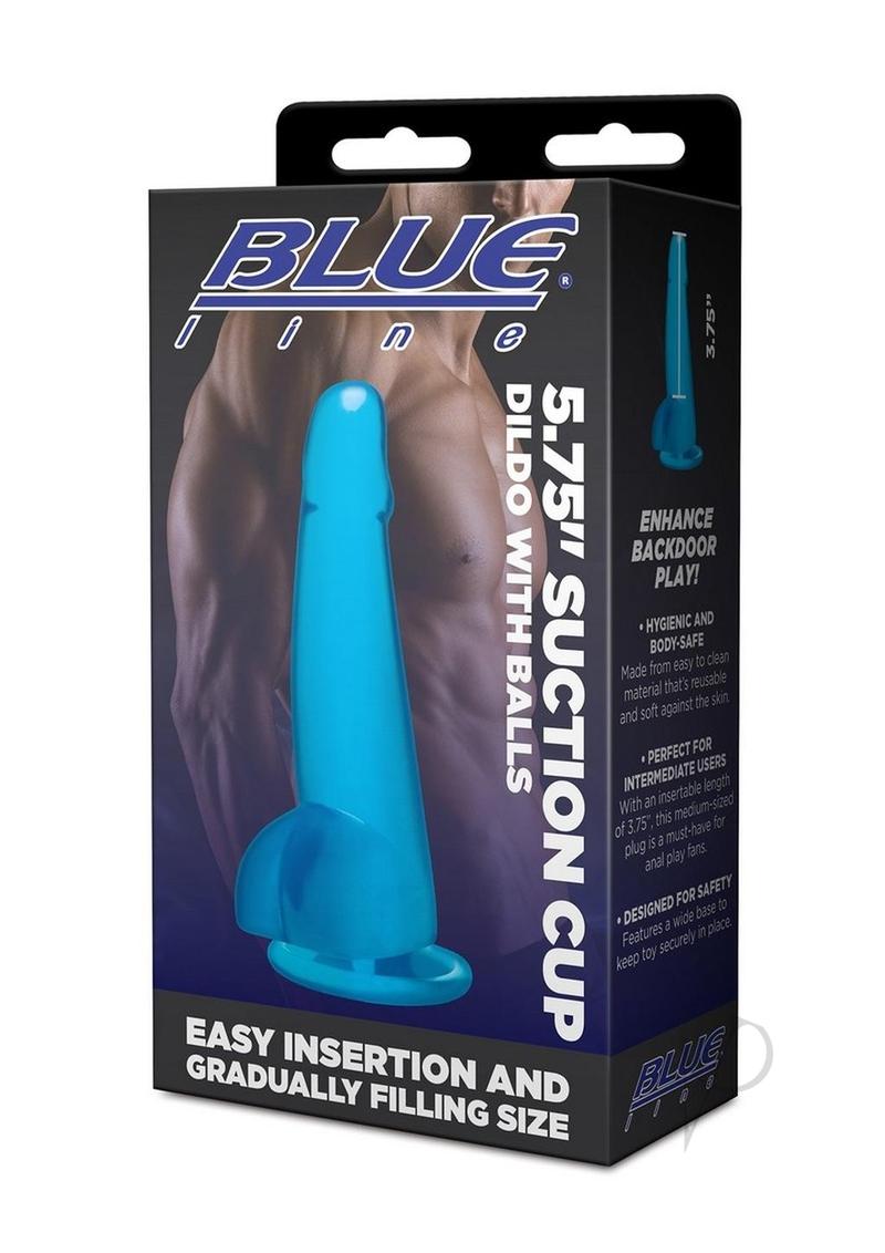 Blue Line Suction Cup Dildo with Balls - 5.75 Inch Realistic Dildo for Shower & Bathroom Play - Adult Sex Toy for Couples & Solo Pleasure