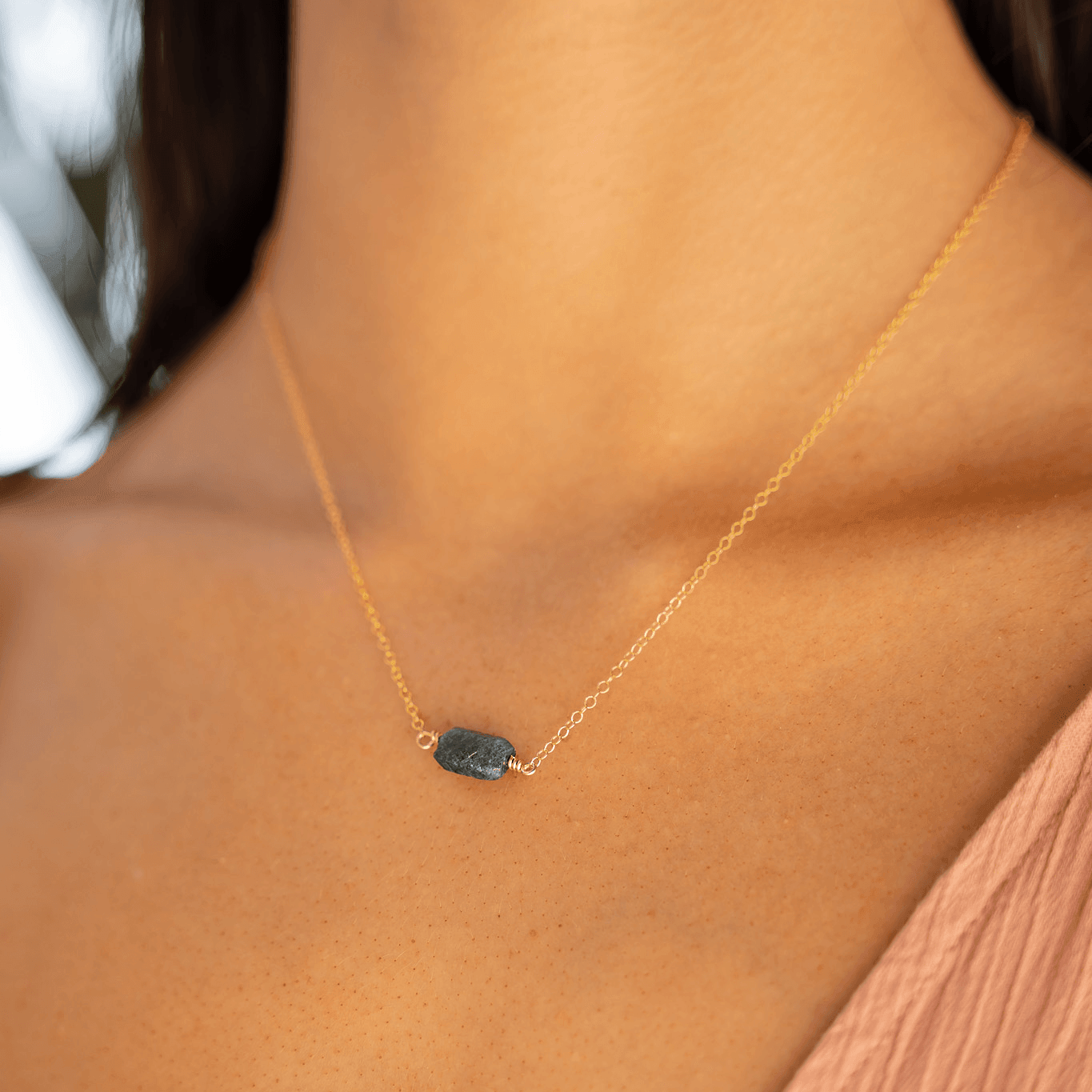 Natural Raw Sapphire Crystal Nugget Necklace - Handmade Jewelry for Women, Boho Chic Style - Perfect for Everyday Wear, Gifts & Special Occasions