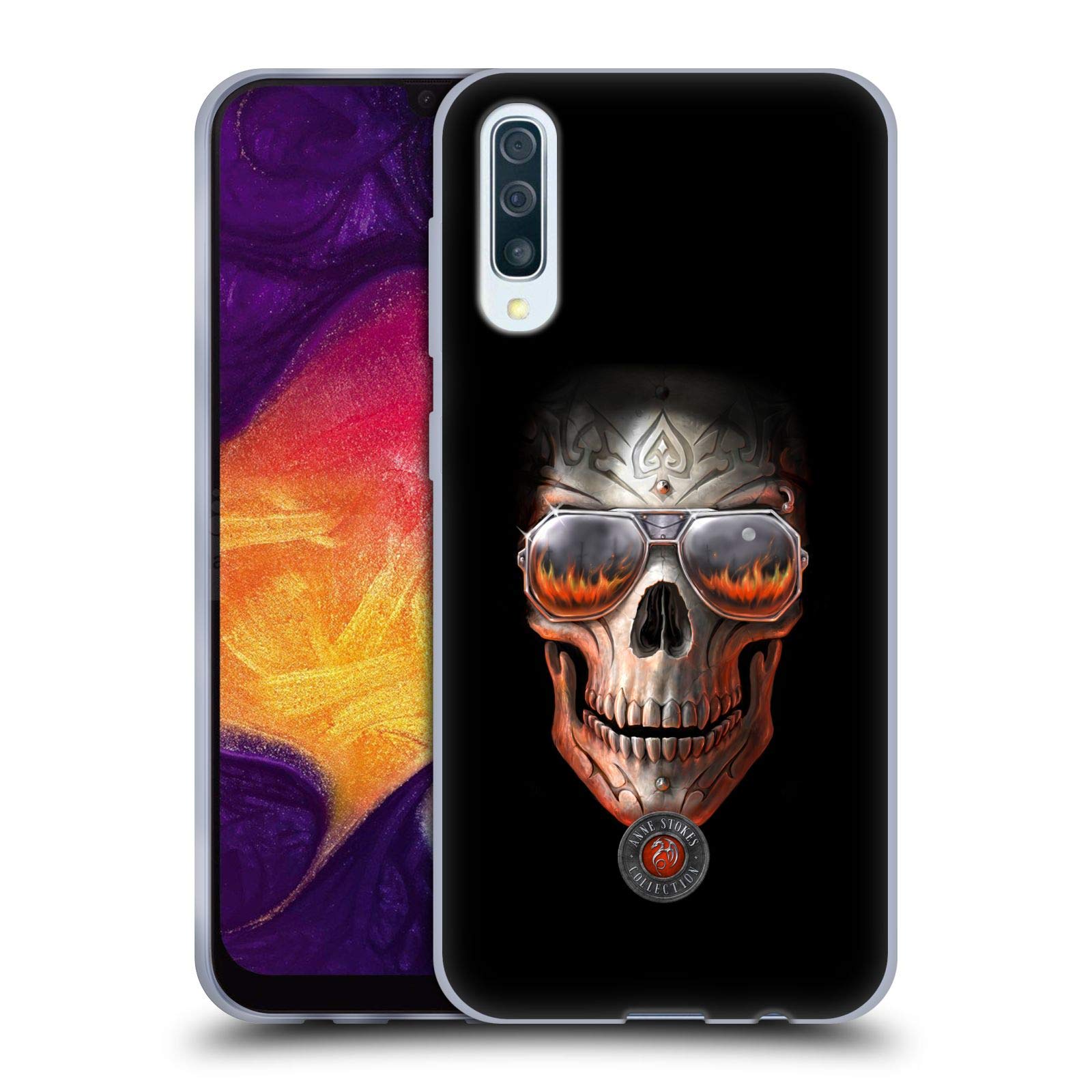 Anne Stokes Hellfire Skull Soft Gel Case for Samsung Galaxy A50/A30s (2019) - Officially Licensed by Head Case Designs - Durable Protection for Daily Use & Gaming