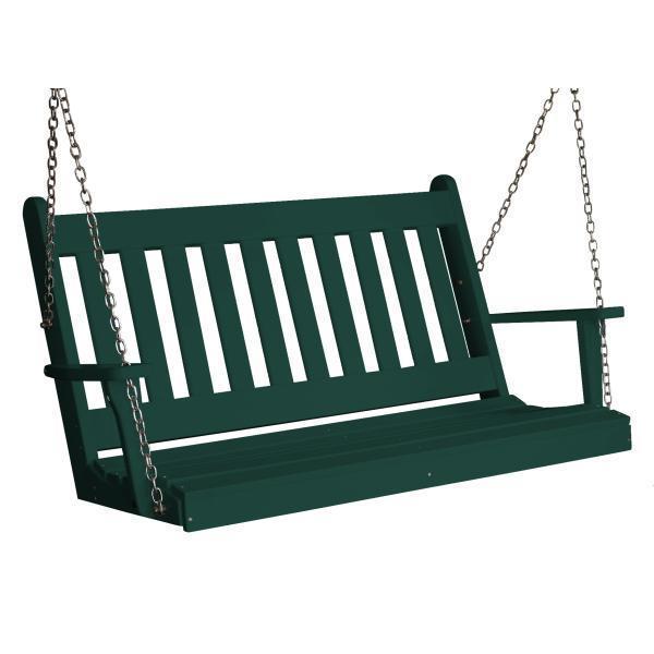 Poly Traditional English Porch Swing - Heavy Duty Outdoor Hanging Bench for Garden, Patio, Deck - Weather Resistant & Comfortable for Relaxing