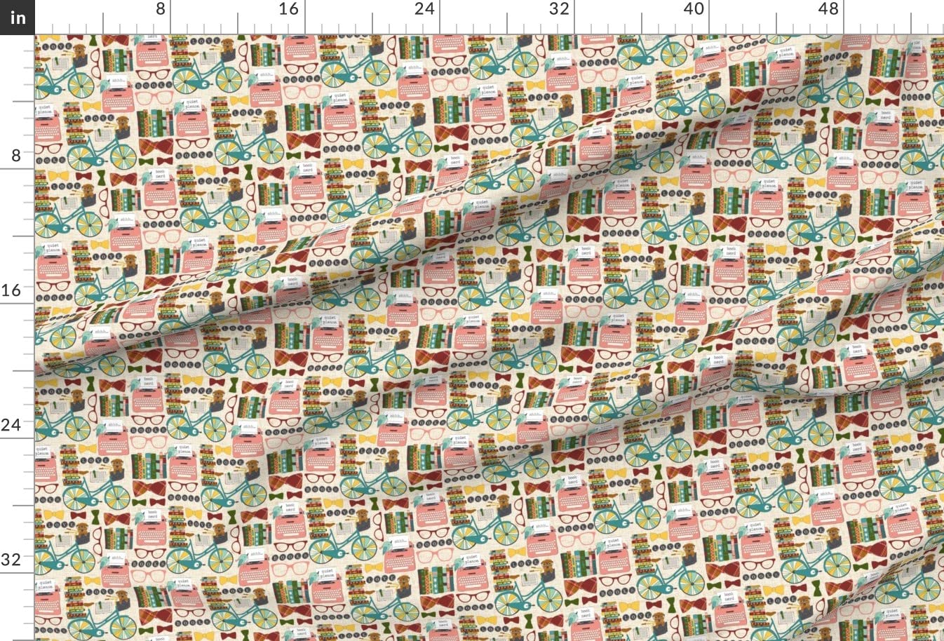 Vintage Book Nerd Geek Chic Library Printed Minky Fabric by The Yard - Soft Plush Fabric for Sewing Baby Blankets, Quilt Backing & DIY Plush Toys - Perfect for Nursery Decor & Book Lover Gifts