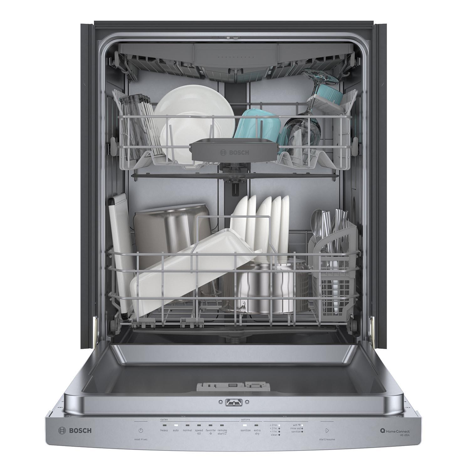 Bosch 800 Series 24 Inch Smart Dishwasher with Home Connect, Stainless Steel Interior, Third Rack & CrystalDry (SHS53CM5N) - Perfect for Large Families & Entertaining